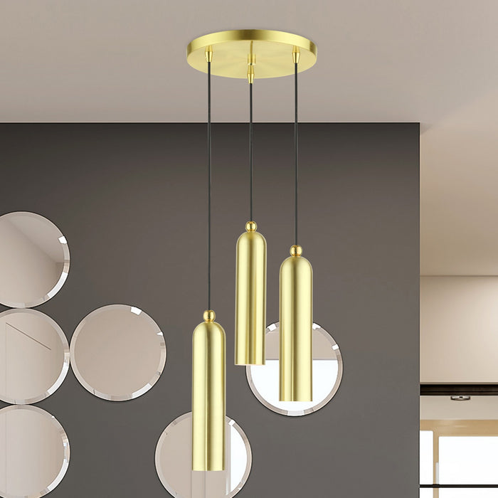 Livex Lighting - 46753-12 - Three Light Pendant - Ardmore - Satin Brass w/ Polished Brasss