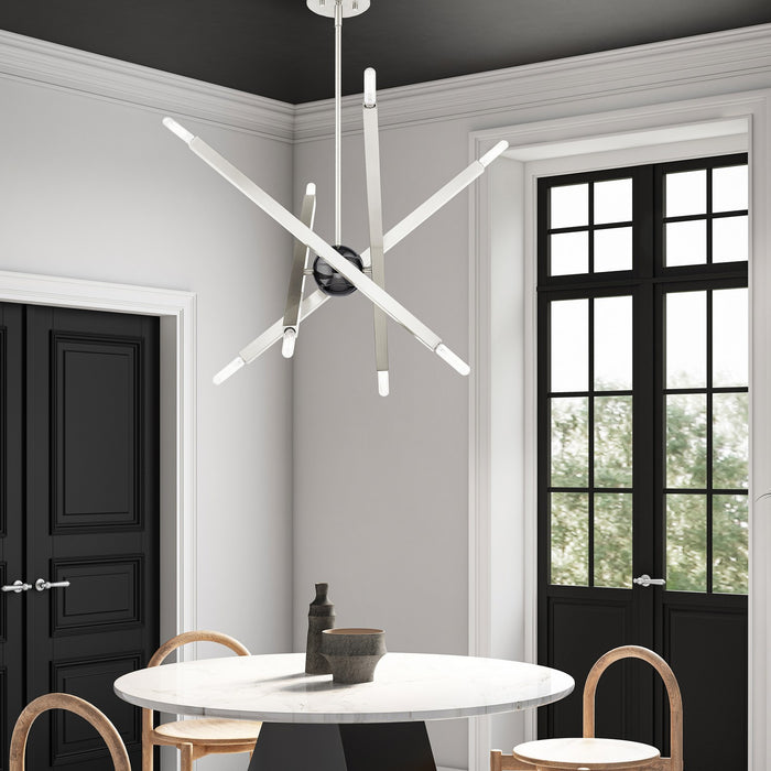Livex Lighting - 46985-91 - Eight Light Chandelier - Monaco - Brushed Nickel w/ Black Chromes