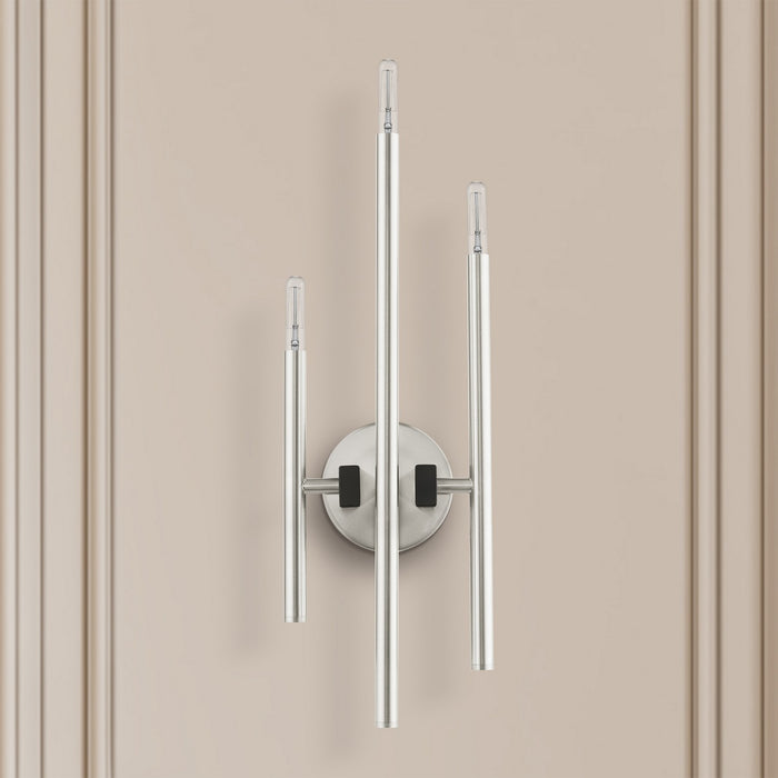 Livex Lighting - 49343-91 - Three Light Wall Sconce - Denmark - Brushed Nickel w/ Blacks