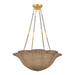 Decorative hanging basket with gold chains on a white background
