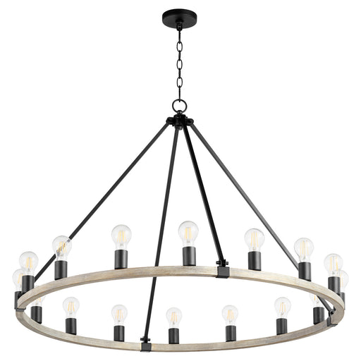 Paxton 16 Light Chandelier Textured Black w/ Weathered Oak Finish