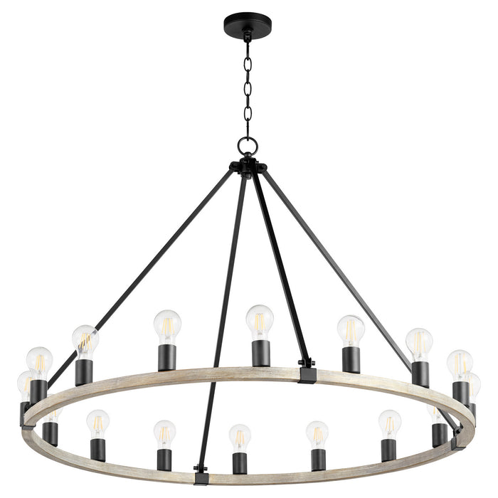 Quorum - 64-16-6941 - 16 Light Chandelier - Paxton - Textured Black w/ Weathered Oak Finish