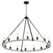 Quorum - 64-16-6941 - 16 Light Chandelier - Paxton - Textured Black w/ Weathered Oak Finish