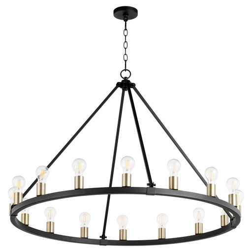 Paxton 16 Light Chandelier Textured Black w/ Aged Brass
