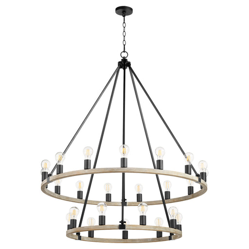 Paxton 24 Light Chandelier Textured Black w/ Weathered Oak Finish