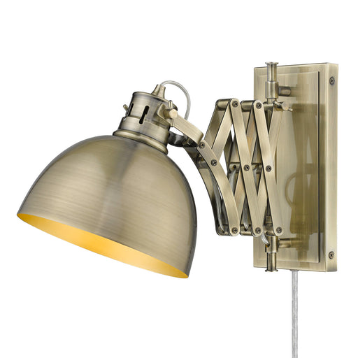 Hawthorn One Light Swing Arm Aged Brass