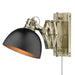 Golden - 3824-A1W AB-BLK - One Light Swing Arm - Hawthorn - Aged Brass
