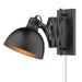 Golden - 3824-A1W BLK-BLK - One Light Swing Arm - Hawthorn - Matte Black