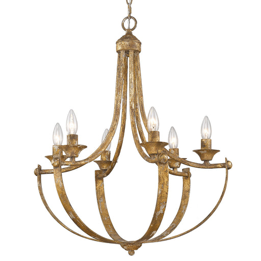 Victoria Six Light Chandelier Heirloom Gold