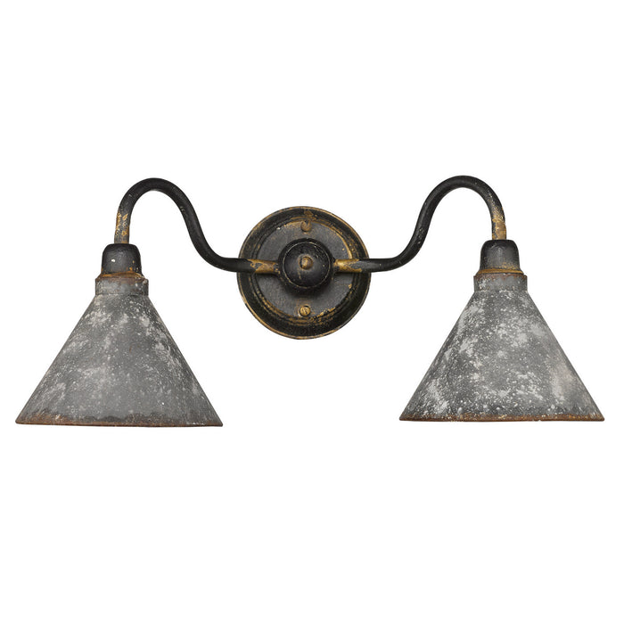 Golden - 0877-BA2 ABI-GV - Two Light Vanity - Jasper - Antique Black Iron