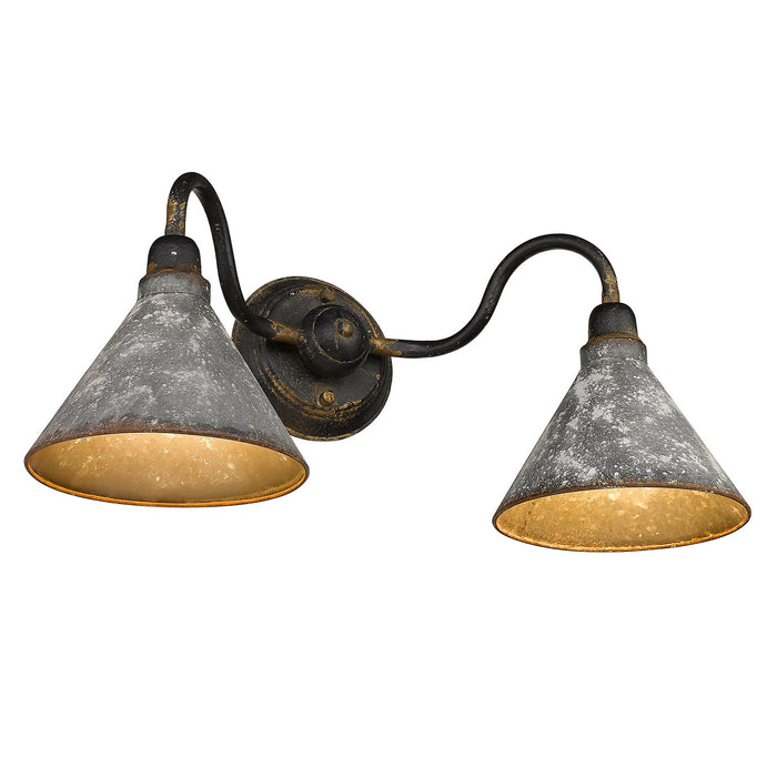 Golden - 0877-BA2 ABI-GV - Two Light Vanity - Jasper - Antique Black Iron