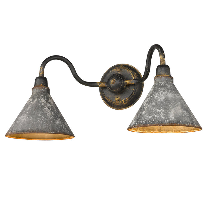 Golden - 0877-BA2 ABI-GV - Two Light Vanity - Jasper - Antique Black Iron