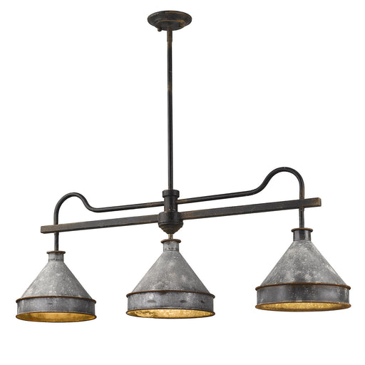 Jasper Three Light Linear Pendant Antique Black Iron