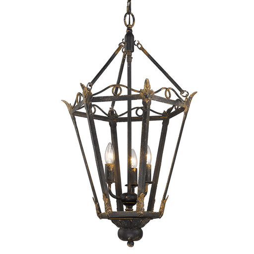 Matilda Three Light Pendant Antique Black Iron