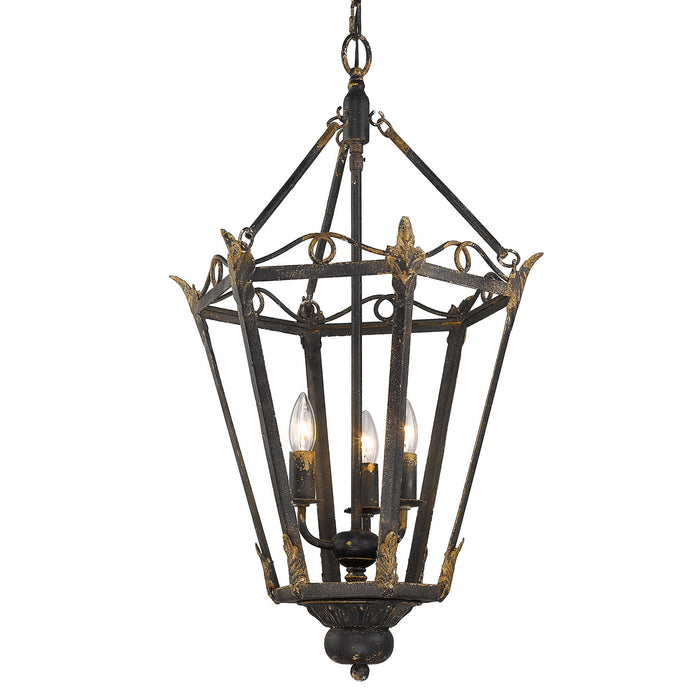 Golden - 0880-3P ABI - Three Light Pendant - Matilda - Antique Black Iron