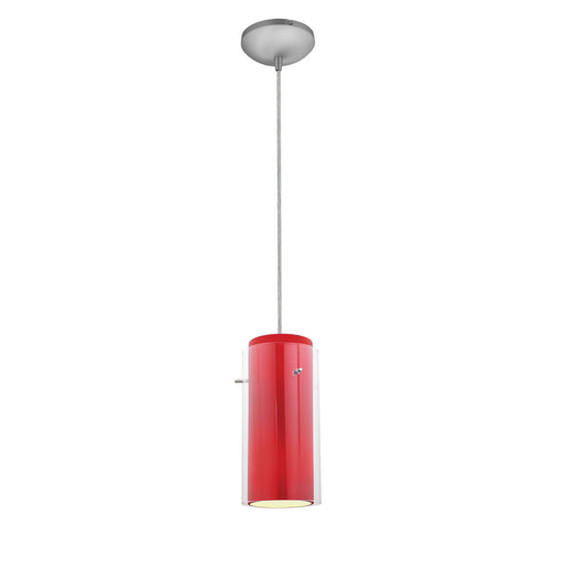 Glass'n Glass Cylinder LED Pendant Brushed Steel