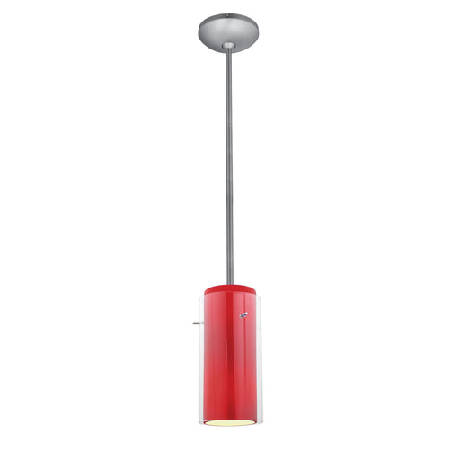 Glass'n Glass Cylinder LED Pendant Brushed Steel