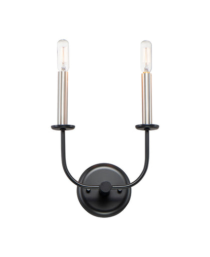 Wesley Two Light Wall Sconce Black / Satin Nickel