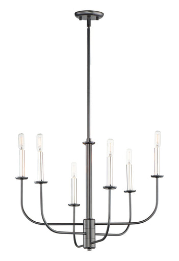 Wesley Six Light Chandelier Black / Satin Nickel