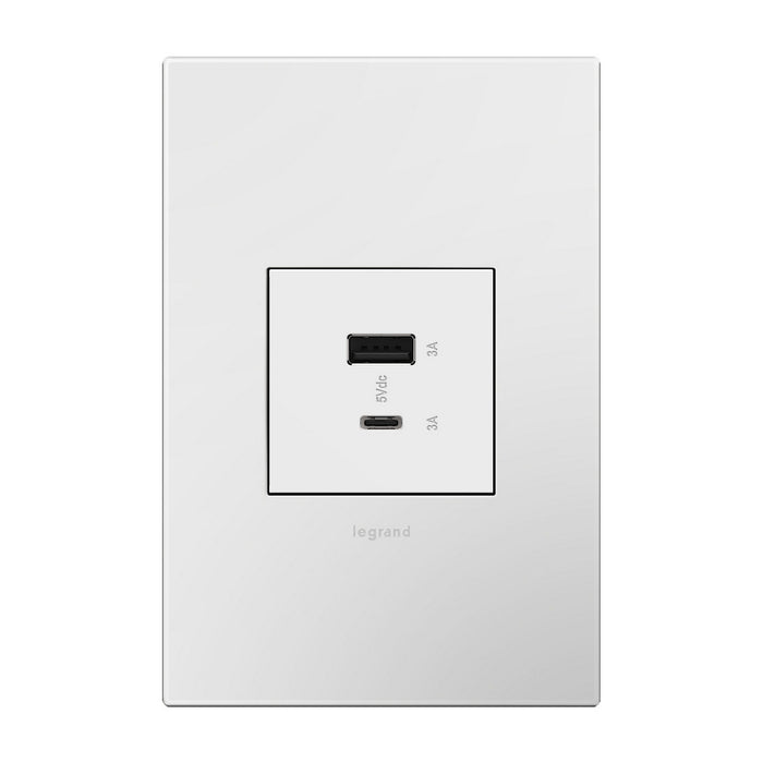 Legrand - ARUSB2AC6W4 - USB Type-A/C Outlet Module - Adorne - White