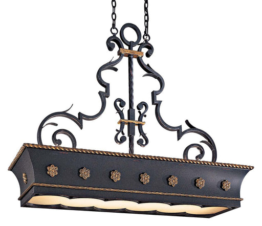 Montparnasse 12 Light Island Pendant French Black With Gold Leaf Highlights