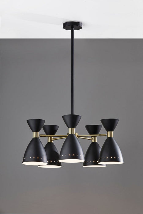 Adesso Home - 4280-01 - Five Light Chandelier - Oscar - Black W. Antique Brass