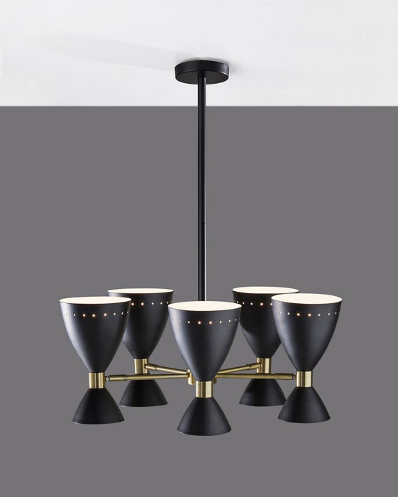 Adesso Home - 4280-01 - Five Light Chandelier - Oscar - Black W. Antique Brass