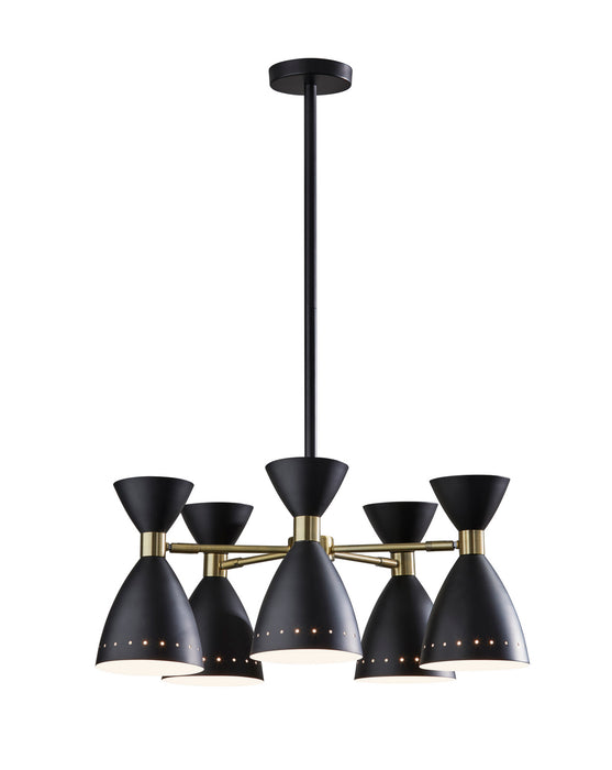 Adesso Home - 4280-01 - Five Light Chandelier - Oscar - Black W. Antique Brass