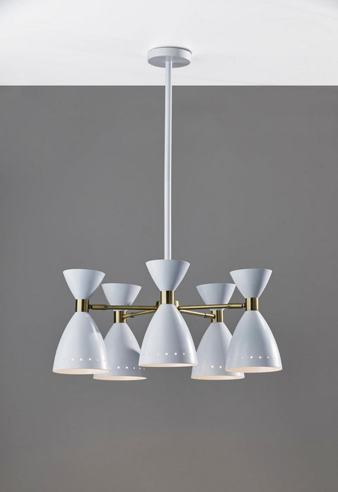 Adesso Home - 4280-02 - Five Light Chandelier - Oscar - White W. Antique Brass