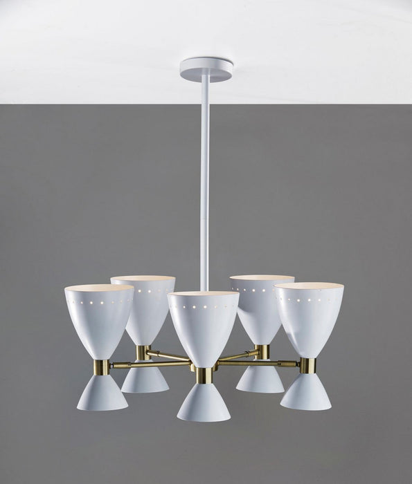 Adesso Home - 4280-02 - Five Light Chandelier - Oscar - White W. Antique Brass