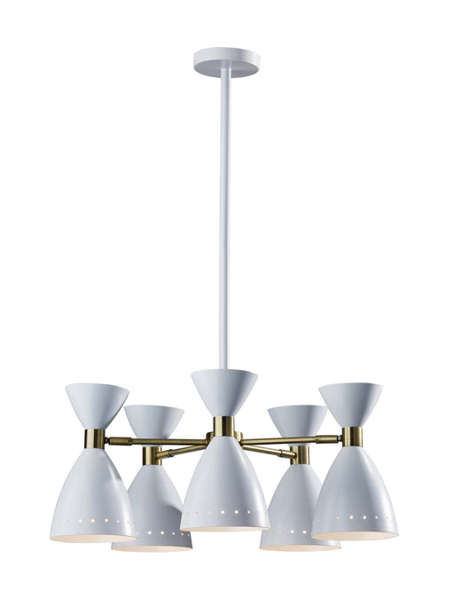 Adesso Home - 4280-02 - Five Light Chandelier - Oscar - White W. Antique Brass