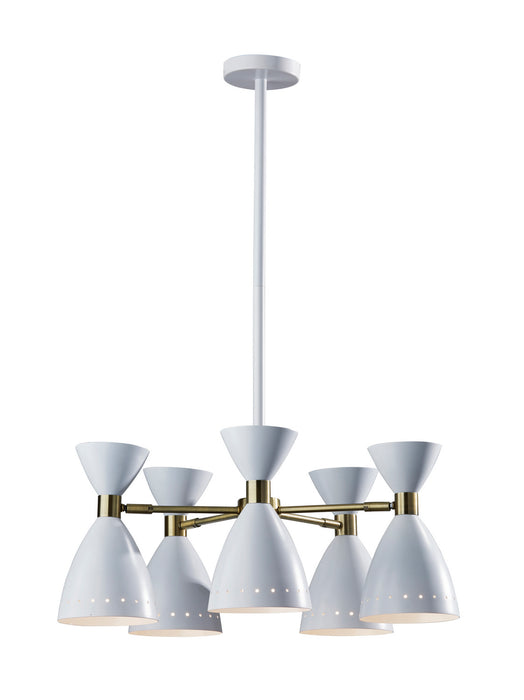Adesso Home - 4280-02 - Five Light Chandelier - Oscar - White W. Antique Brass