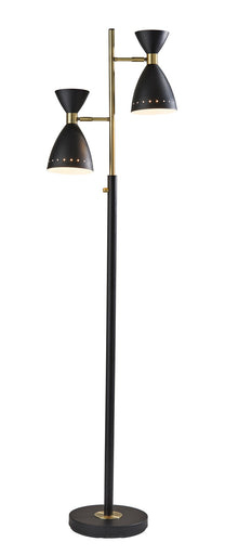 Oscar Two Light Tree Lamp Black W. Antique Brass