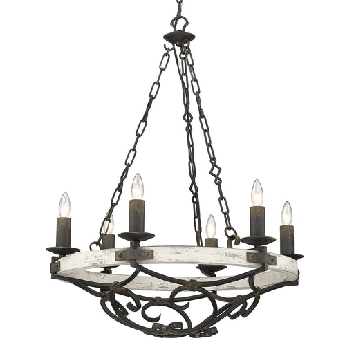 Golden - 1821-6 ABI-CDW - Six Light Chandelier - Madera - Antique Black Iron