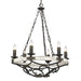 Golden - 1821-6 ABI-CDW - Six Light Chandelier - Madera - Antique Black Iron