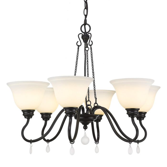 Golden - 3715-6 BLK-OP - Six Light Chandelier - Donya - Matte Black