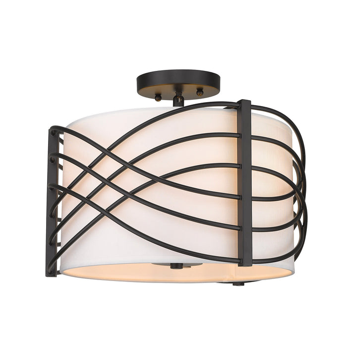 Golden - 5516-SF BLK-MWS - Three Light Semi-Flush Mount - Zara - Matte Black
