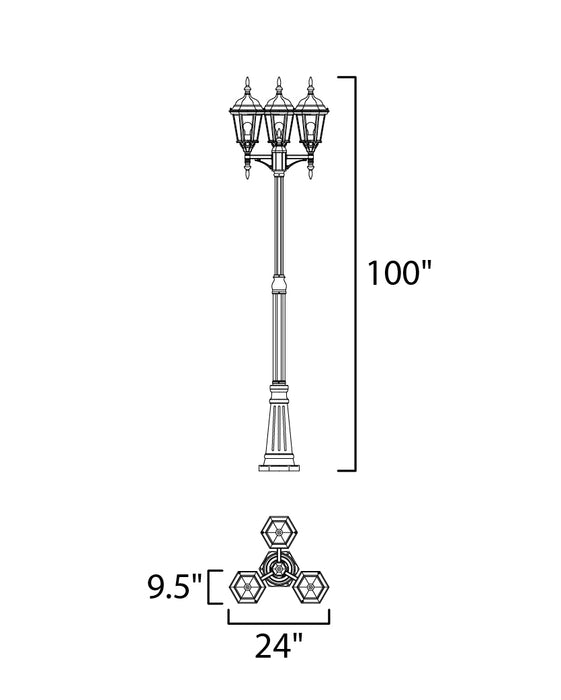 Three Light Outdoor Pole/Post Lantern-Exterior-Maxim-Lighting Design Store