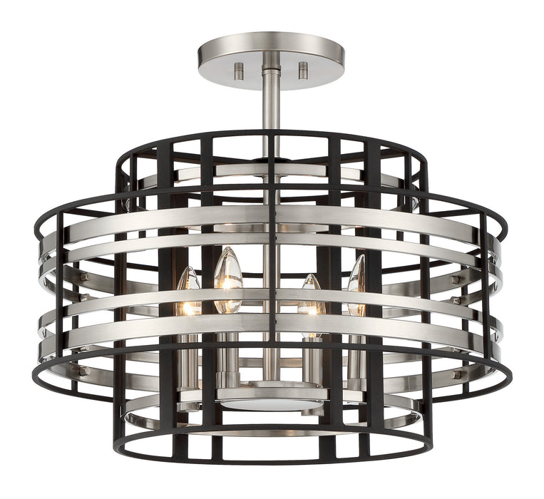 Metropolitan - N7983-420 - Four Light Semi Flush Mount - Presten - Brushed Nickle With Sand Coal