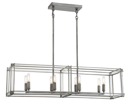 Langen Square Eight Light Island Pendant Antique Nickel