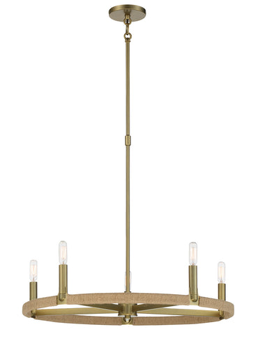 Windward Passage Five Light Chandelier Soft Brass