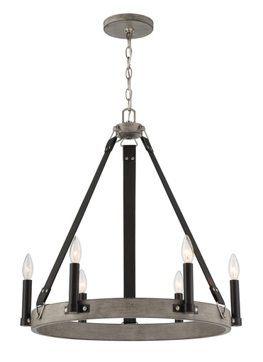 Rawson Ridge Six Light Chandelier Aged Silverwood And Coal