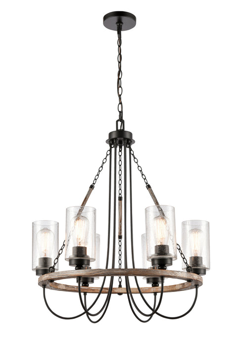Innovations - 442-6CR-BK-SDY - Six Light Chandelier - Matte Black