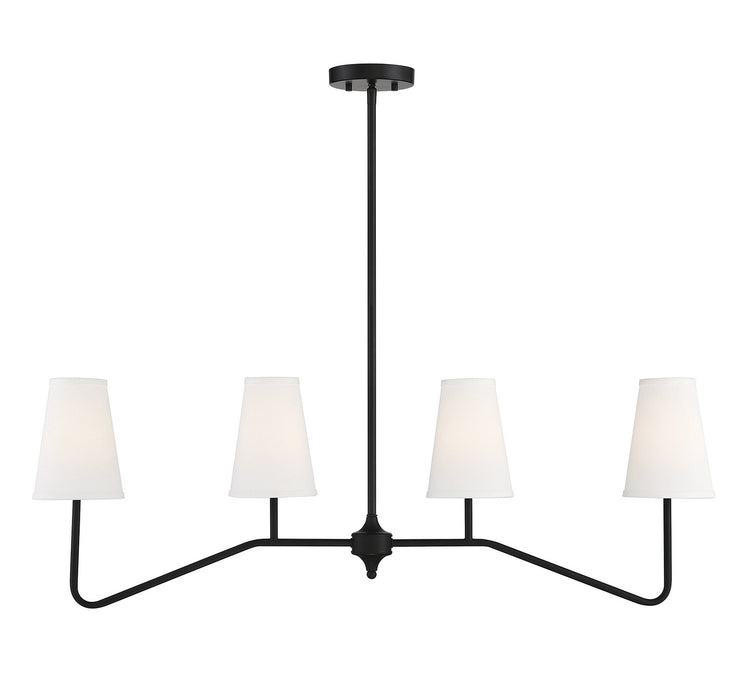 Meridian - M10078MBK - Four Light Linear Chandelier - Matte Black