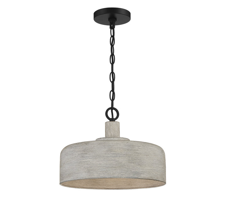 Meridian - M70103WGBK - One Light Pendant - Weathered Gray with Black