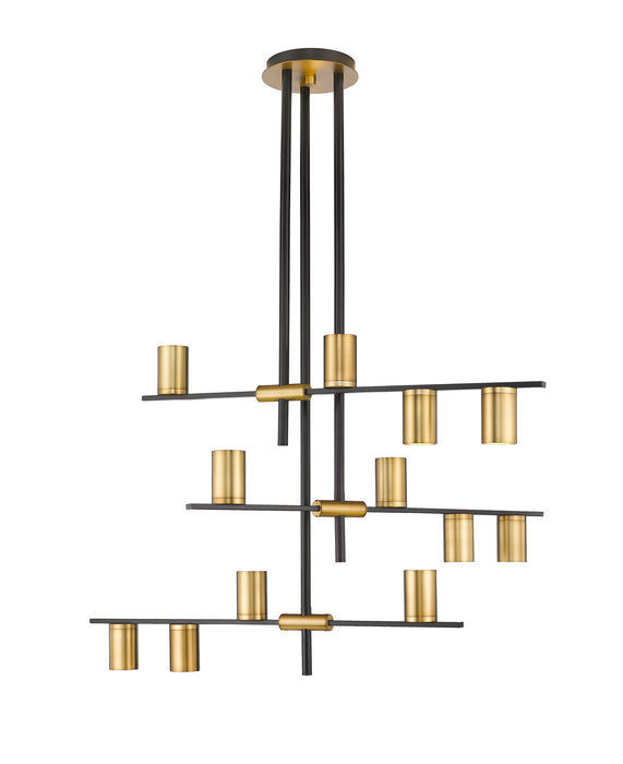 Z-Lite - 814-12MB-OBR - 12 Light Chandelier - Calumet - Matte Black / Olde Brass