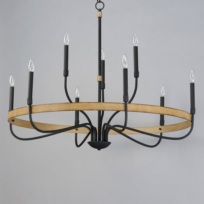 Maxim - 14449DWBK - Nine Light Chandelier - Franklin - Driftwood / Black