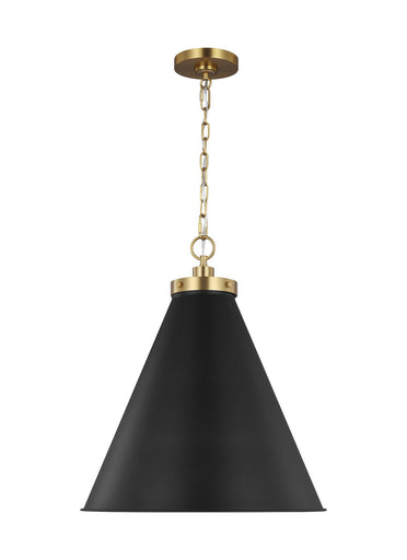 Wellfleet One Light Pendant Midnight Black and Burnished Brass