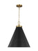 Visual Comfort Studio - CP1281MBKBBS - One Light Pendant - Wellfleet - Midnight Black and Burnished Brass