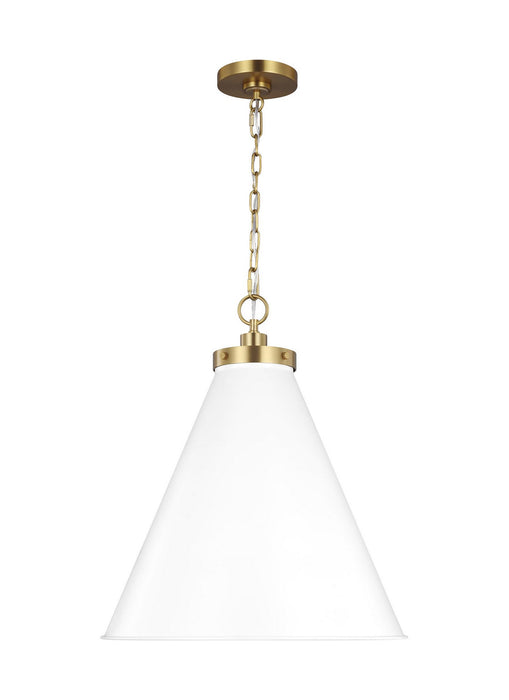 Visual Comfort Studio - CP1281MWTBBS - One Light Pendant - Wellfleet - Matte White and Burnished Brass